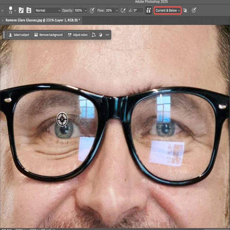 glare removal from eyeglass